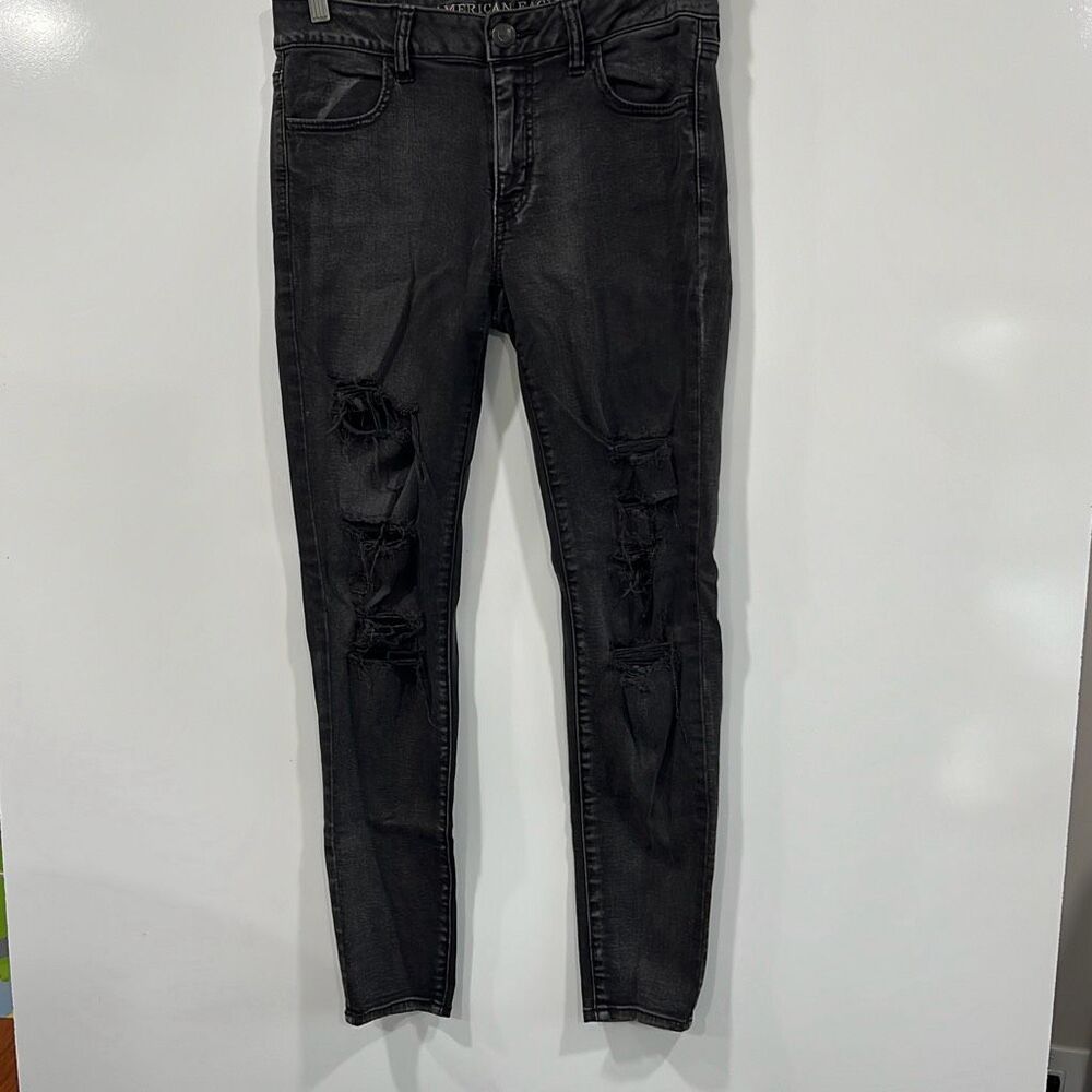 American Eagle Distressed Black Jeggings Size 8